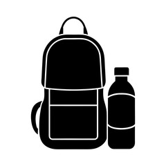 Backpack and Water Bottle Icon Vector Flat and Clean Look