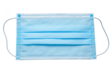 Blue surgical face mask for virus protection isolated on transparent background
