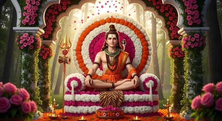 Fototapeta premium Shiva hindu god meditation yoga spiritual deity hinduism indian culture religion art ai 88