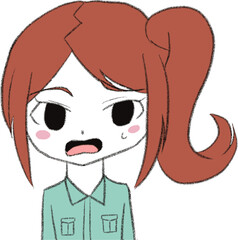 デフォルメ作業着女子　困惑