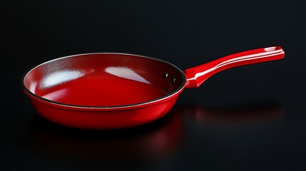 Sleek Red NonStick Frying Pan on Dark Surface for Kitchen and Cooking Needs