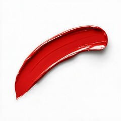 Glossy Red Lipstick Swatch Isolated on a White Background, Cosmetics CloseUp