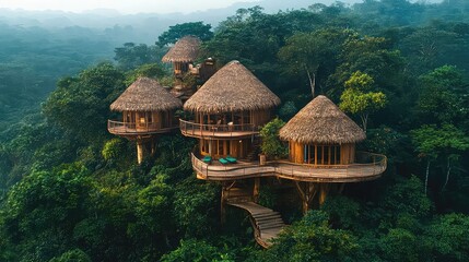 Eco-tourism featuring responsible travel in natural parks, wildlife watching, sustainable accommodations, cultural respect, immersive nature experiences, environmental stewardship showcased visually