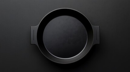 Minimalist TopDown View of Empty Black Round Baking Dish on Dark Surface