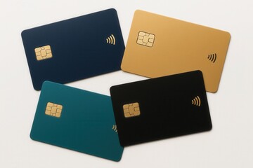 Modern credit card set on white background