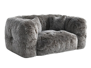 PNG Of Stylish and cozy gray fur sofa perfect for enhancing modern living spaces.