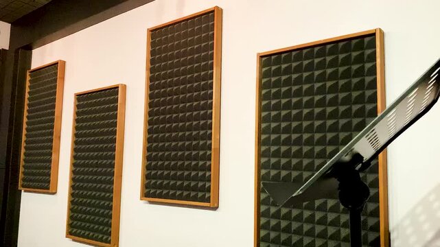 Recording studio with acoustic panels walls .Wall Panels Music Stand Professional Recording