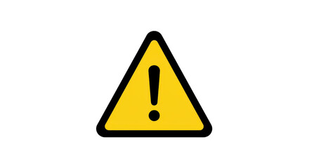 Yellow warning triangle sign with exclamation mark isolated on white background