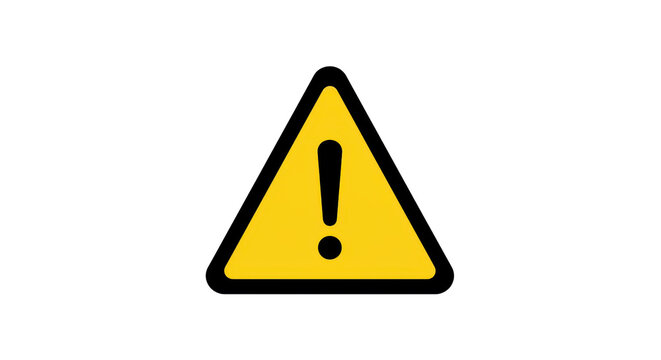 Yellow warning triangle sign with exclamation mark isolated on white background
