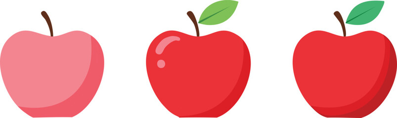 Flat vector fruit design featuring red apples on clean background