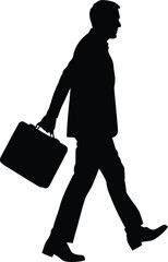 Determined Businessman Silhouette Walking with Briefcase