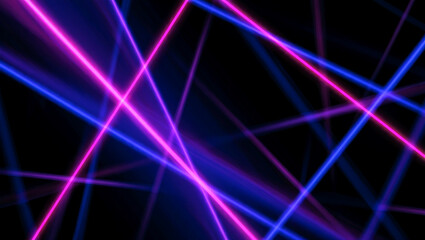 Neon Light Abstraction: A striking neon light art piece features a dynamic interplay of bright pink and blue lines, creating an intriguing visual display on a deep, dark backdrop.