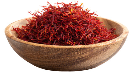 Fototapeta premium Aromatic Saffron Strands in Wooden Dish – Luxurious Culinary Ingredient