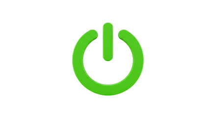 Green power on button symbol isolated on a white background