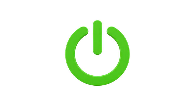 Green power on button symbol isolated on a white background