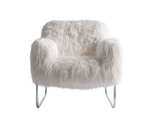 PNG Of Stylish white furry armchair with a modern design, perfect for cozy interiors.