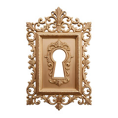 Ornate Gold Keyhole Frame on Deep Purple Background