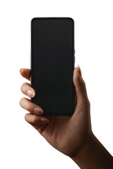 Sleek Smartphone Held in Hand Against Black Background