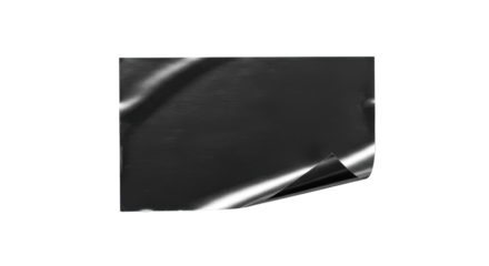 Realistic black adhesive tape element with peeling corner isolated on white background