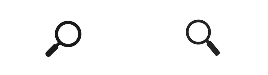 Minimalist black magnifying glass icon perfect for search discovery or investigation themes isolated on a transparent background