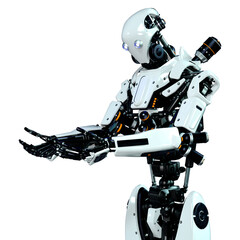 3D Rendering Male Robot on White