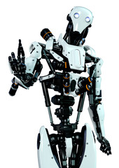 3D Rendering Male Robot on White