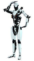 3D Rendering Male Robot on White
