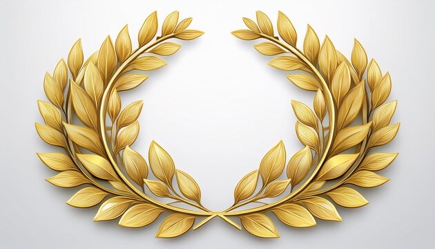 golden leaf laurel wreath isolated on white background