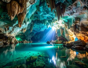 Obraz premium Crystalline Cavern Reflections