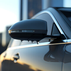 Closeup Modern Car Side Mirror Exterior Detail