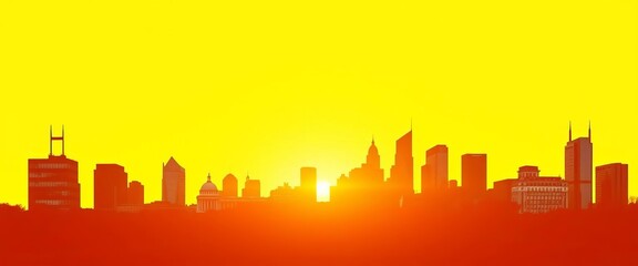 Fototapeta premium Philadelphia skyline silhouette against vibrant yellow backdrop, urban, philadelphia