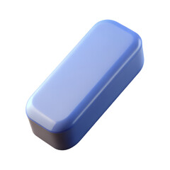 A light blue rectangular eraser with rounded edges isolated on transparent background