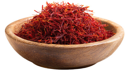 Fototapeta premium Aromatic Saffron Strands in Wooden Dish – Luxurious Culinary Ingredient
