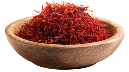 Aromatic Saffron Strands in Wooden Dish – Luxurious Culinary Ingredient