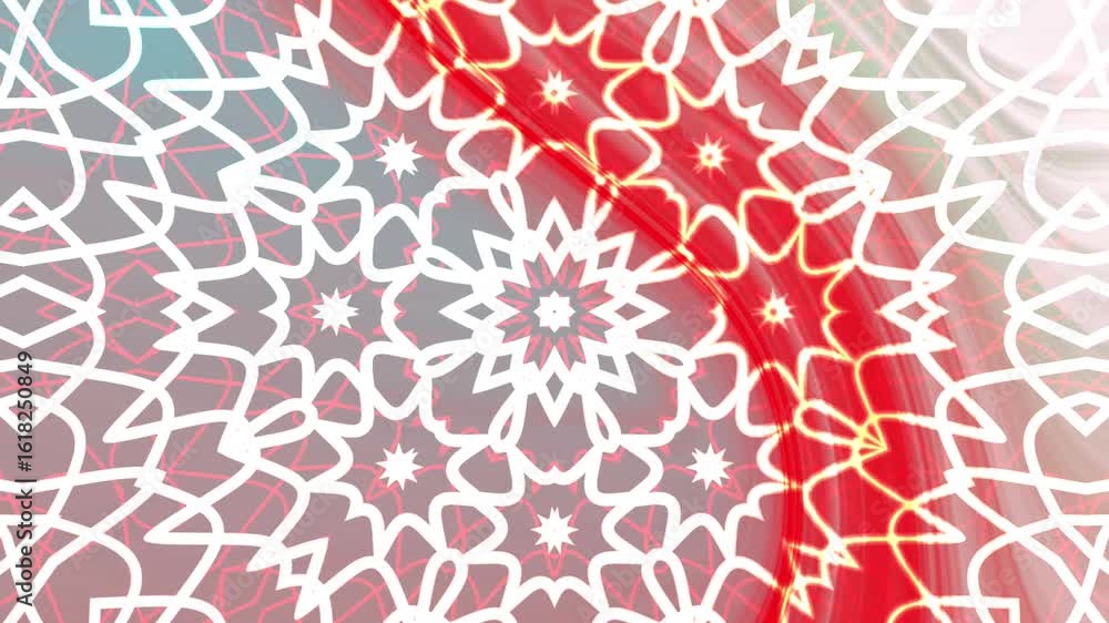 Poster 1950s kitchen mesmerizing kaleidoscope animation featuring intricate star patterns with red and whit