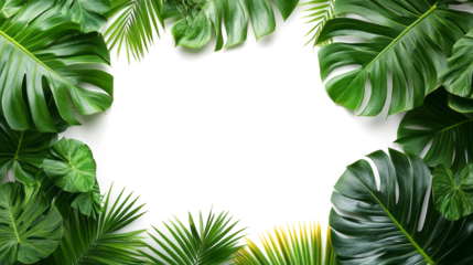 frame of tropical palm leaves  isolated om transparent