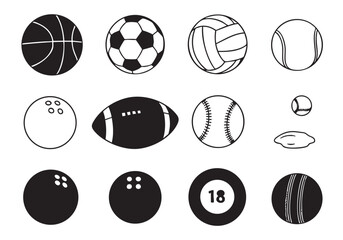 Collection of Sports Balls Illustration Featuring Basketball Soccer Volleyball Tennis and More for Team Activities