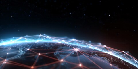 digital network map view with glowing dots representing millions of users 