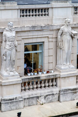 detail of the facade of the old building 