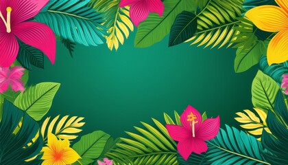 Fototapeta premium tropical floral frame with vibrant leaves