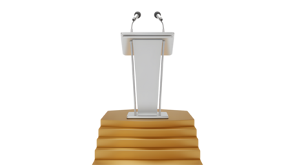 Professional podium with microphones ready for impactful presentations and speeches