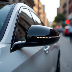 Closeup Modern Car Side Mirror Exterior Detail
