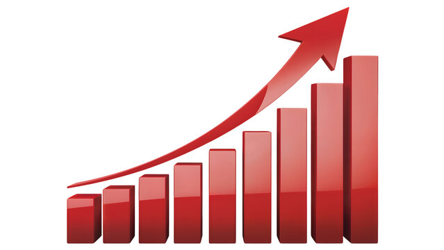 See your business growth soar with this dynamic red bar chart and arrow