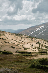 Rugged Mountain Landscape with Snow-Capped Peaks in Ukraine