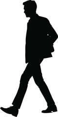 Casual Businessman Silhouette Walking with Hands in Pockets