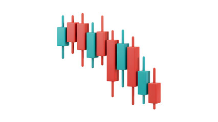 Dynamic 3D candlestick chart shows financial market decline and trends