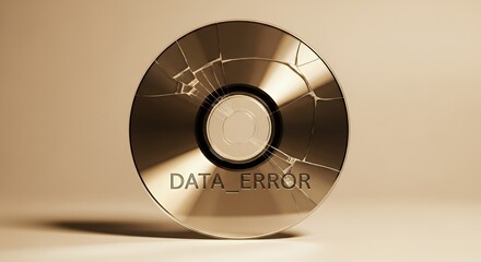 Broken Compact Disc with Data Error in Sepia Tone for Technology and Data Loss Themes