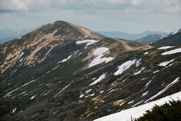 Snowy Mountain Landscape in Svydovets Range, Western Ukraine
