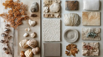 Earthy tones in natural textures, warm neutral palette, organic materials, soft shadows, and rustic elements perfect for lifestyle, branding, or eco-conscious creative direction.