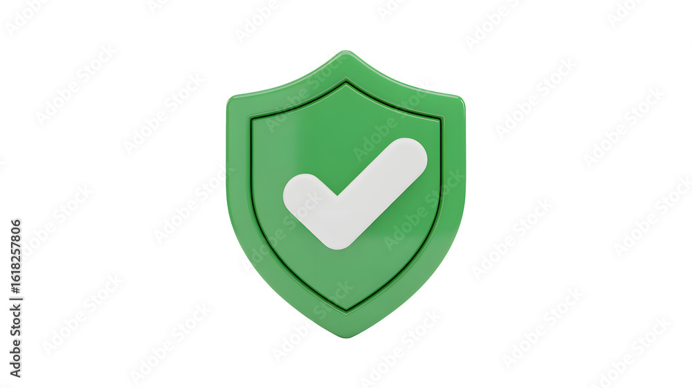 Poster secure approved shield with checkmark symbol for protection and safety